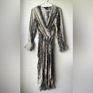PaperHeart Snake Pythonprint Faux Wrap Long Sleeve Dress Size M